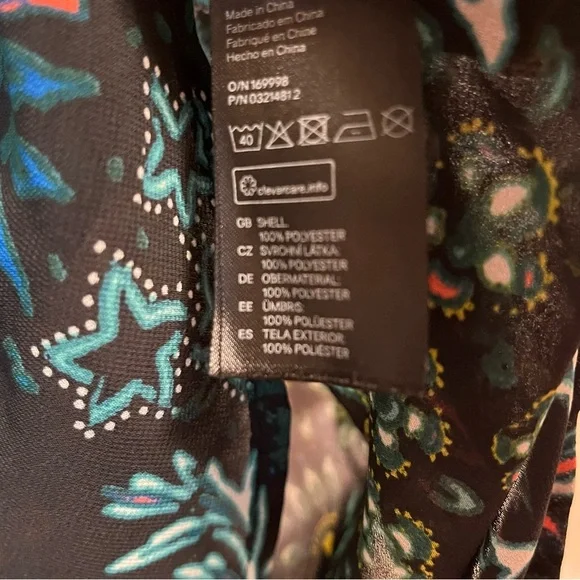 H&M Conscious Beach Cover Up Women Size 12 Floral Drawstring Long Ruffle Sleeve - Picture 13 of 16